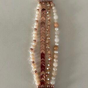 Apple Watch Band Elegant Beaded Bracelet in Rose Gold and Cream